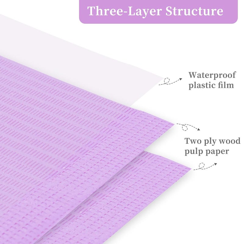 BOMOQING 125PCS Disposable Nail Art Table Mat, Waterproof Nail Tips Art Table Towels Mat, 3 Ply Nail Napkins for Acrylic, Nail Art Mat Paper Sheet, Nail Tips Art Waterproof Pad for Salon（Purple） - Image 3